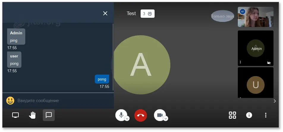Чат конференции Jitsi Meet