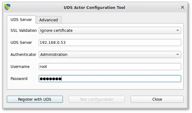 OpenUDS. UDS Actor Configuration